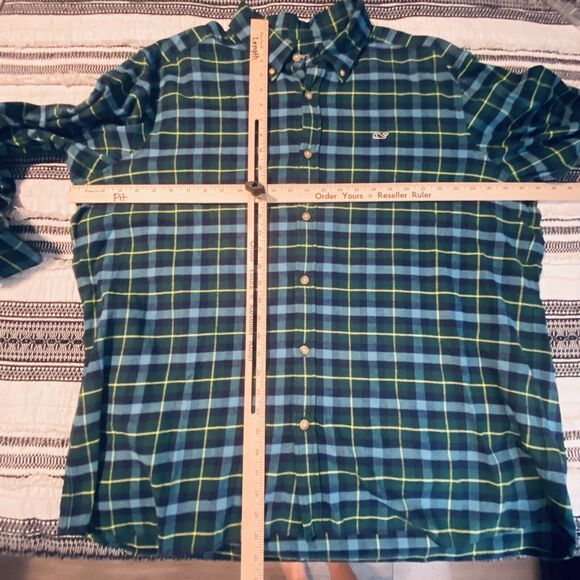 Vineyard Vines Flannel Shirt Mens XXL Blue Plaid Button Up Long Sleeves Tartan - Picture 5 of 9